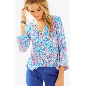 Lilly Pulitzer Lillias Henly Tunic Top in Tiki Pink Floral Print